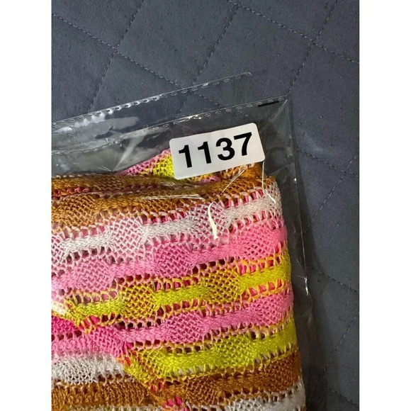 Colorful Festival Vibrant Crochet Open Knit Crop Top Size 2X #1137 - Picture 5 of 6